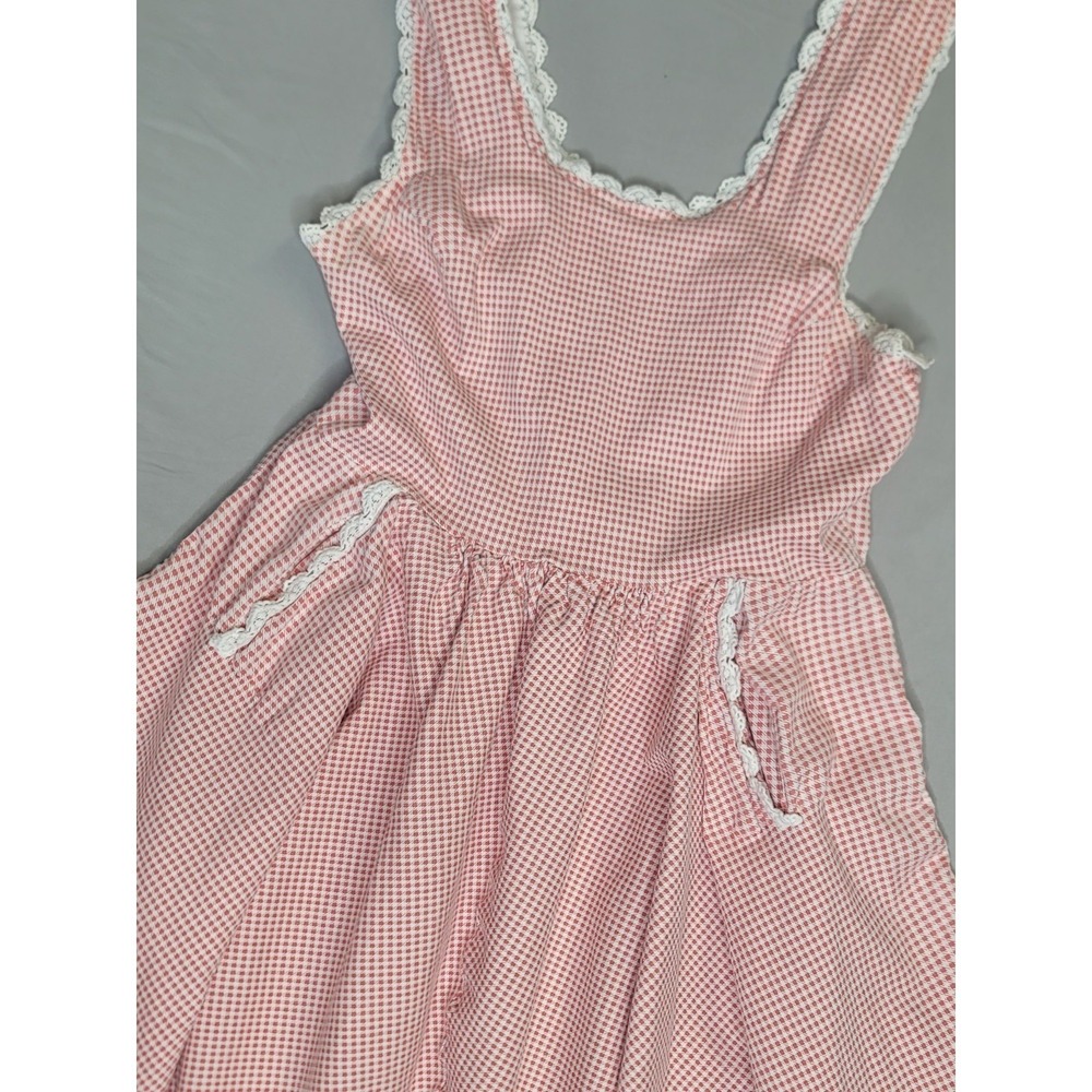 Barbie x Unique Vintage Dress XL Pink Gingham Apron Retro Pinup Lace